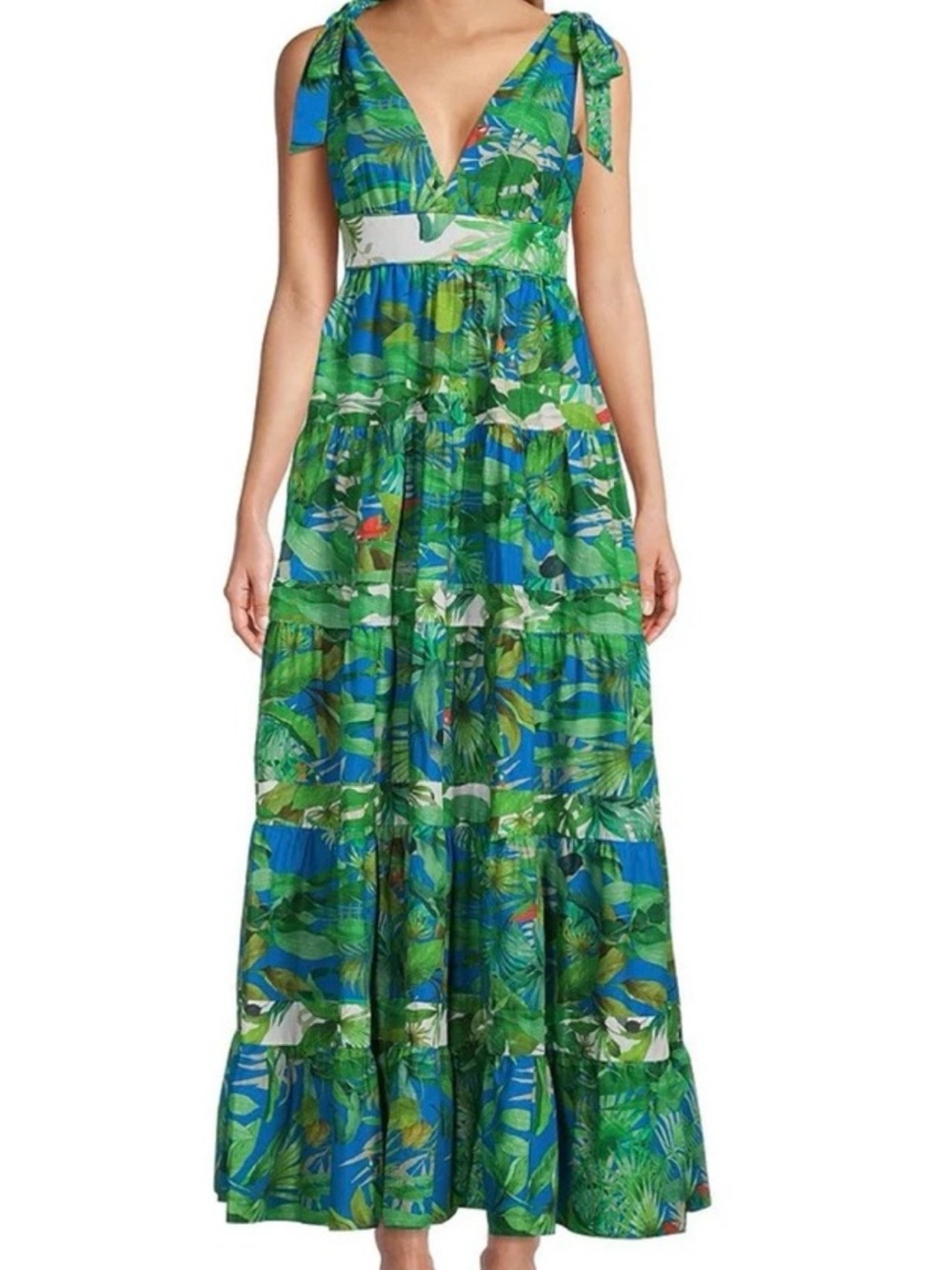 ANTONIO MELANI Green and Blue Tropical Maxi Dress - Picture 1 of 5